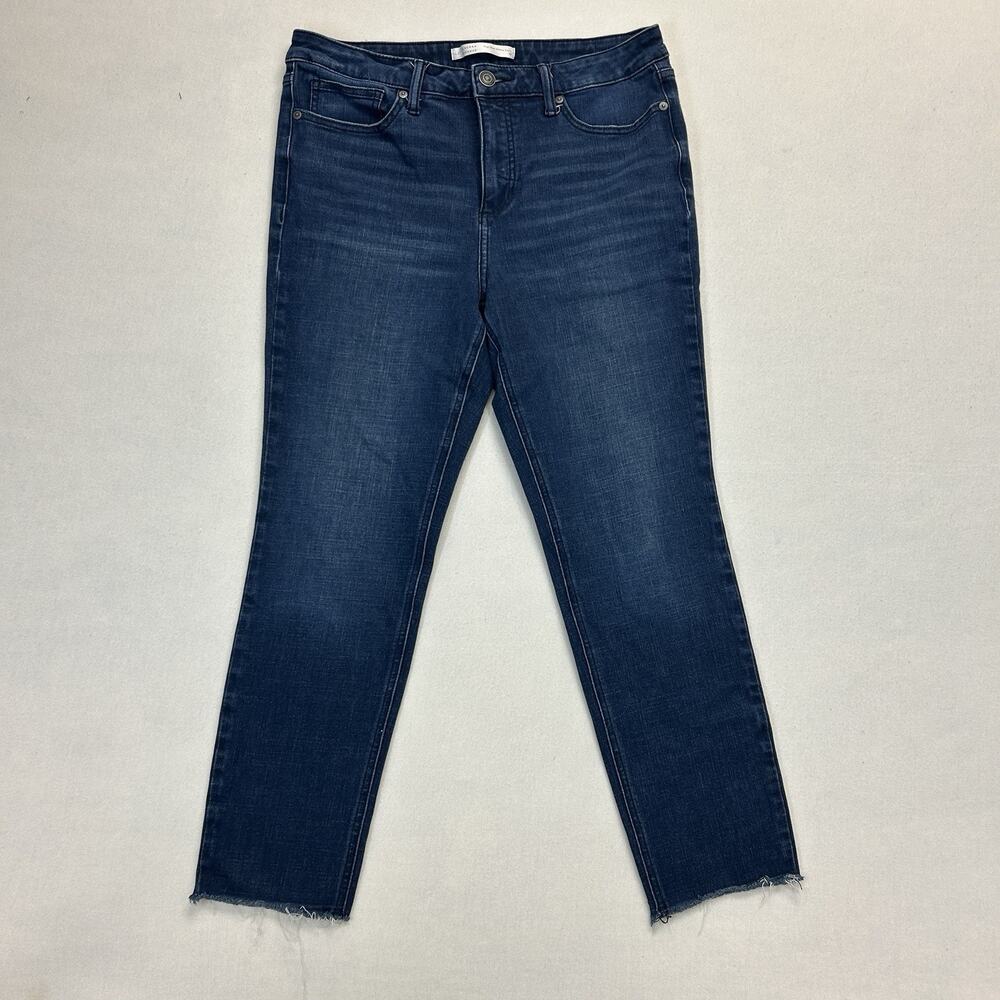 LC Lauren Conrad High Rise Skinny Ankle Jeans Women's Size 10 Blue Denim Raw Hem